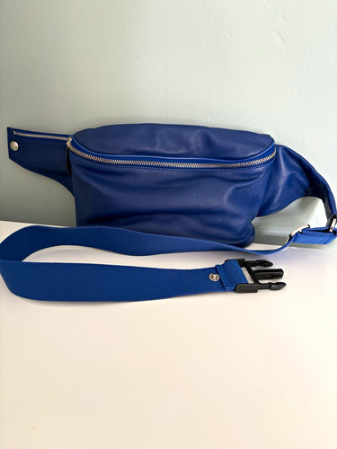 Longchamp blue leather bumbag - longchamp,