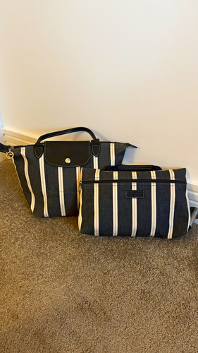 Longchamp navy white striped - navy/white,